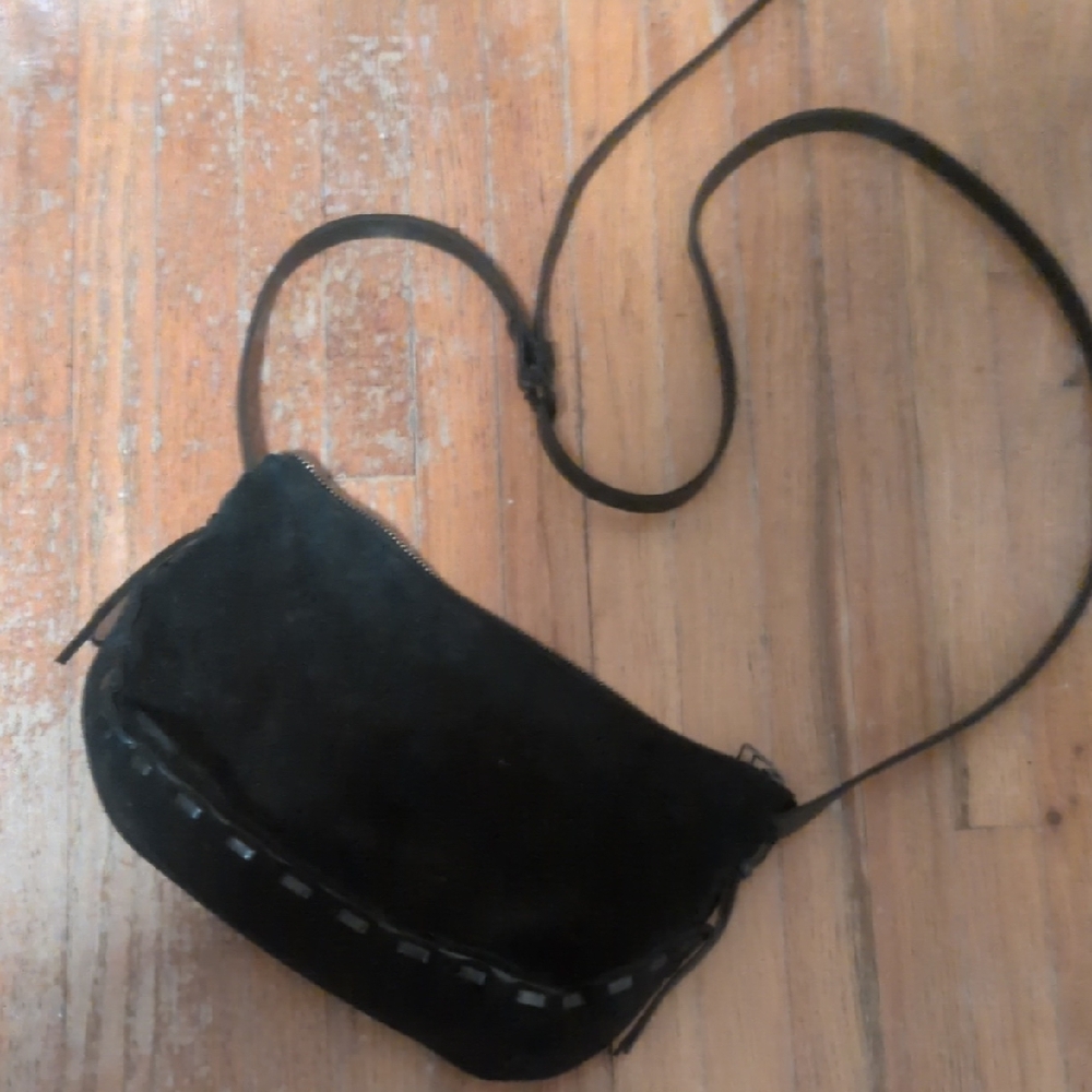 Elegant Black Suede Shoulder Bag